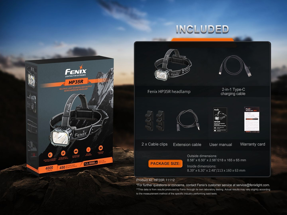 Налобный фонарь Fenix HP35R (красный свет на батарейном отсеке)