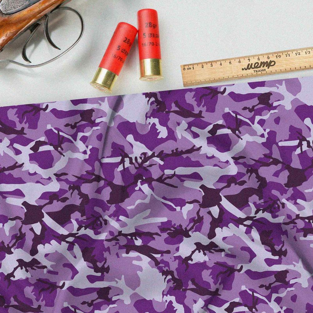 Ткань шифон фиолетовый милитари