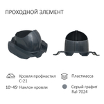 Проходной элемент PROF-21 для металлопрофиля С21, серия Static, черный (подходит для кровли RAL 9005, RAL 9004, RAL 8022, черный), Gervent