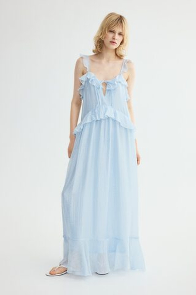 Платье макси с воланами и завязками - H&M