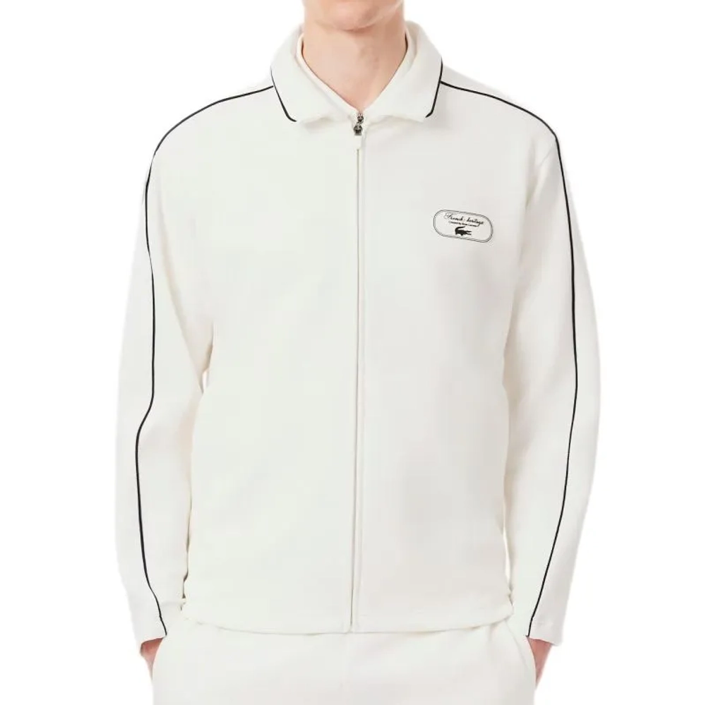 Мужская теннисная кофта Lacoste Tennis Heritage Zipped Badge Accent - white/navy blue