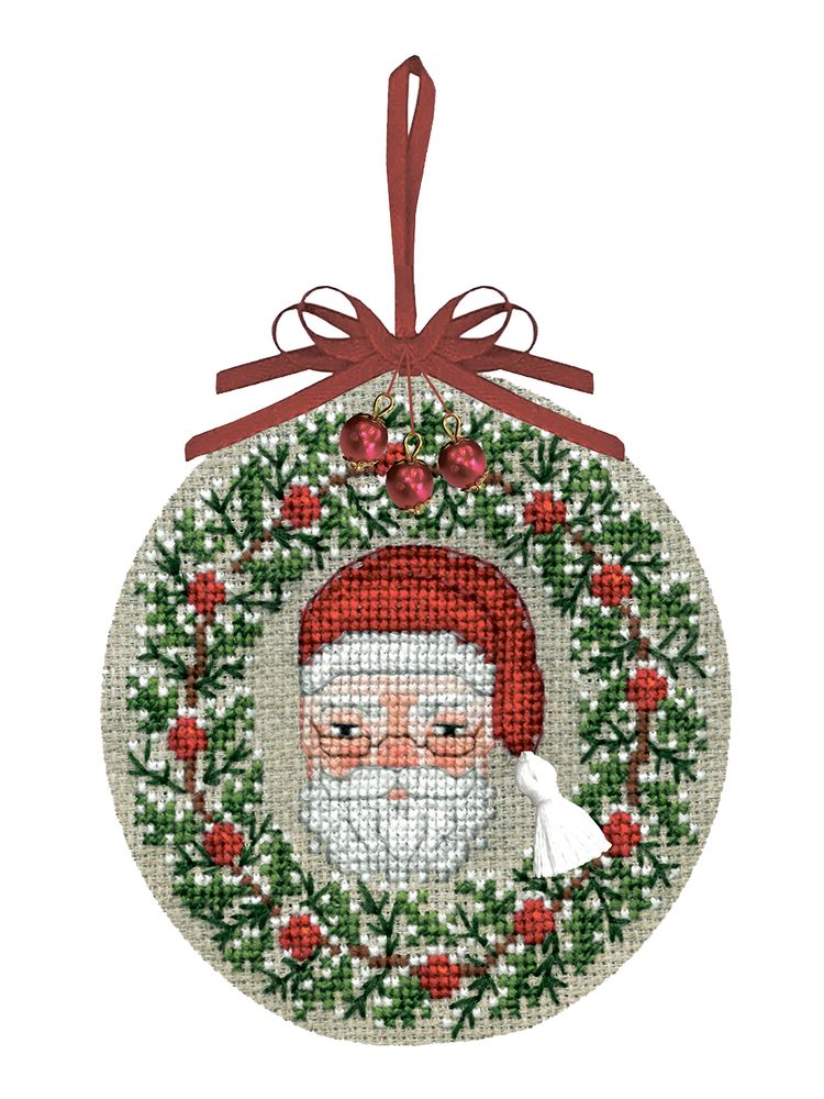 Набор для вышивания нитками Le Bonheur des Dames елочной игрушки Santa Claus Bauble (Дед Мороз)
