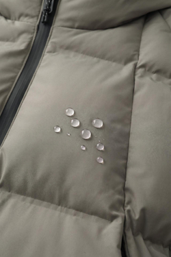 ZARA СТЕГАНАЯ КУРТКА С КАПЮШОНОМ WATER REPELLENT, СВЕТЛЫЙ СЕРО-КОРИЧНЕВЫЙ