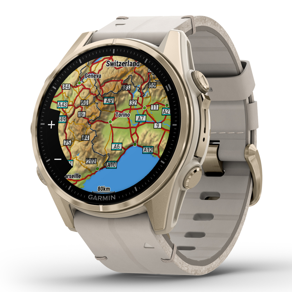 Смарт-часы Garmin Fenix 8 Amoled 43 мм Sapphire Soft Gold with Limestone Leather Band 010-02903-40