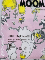 Салфетки бумажные Moomin, розового цвета 33х33 см, 20 салфеток (из Финляндии)