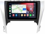 Магнитола для Toyota Camry 50 2011-2014 (рамка серебристо-черная под 9") - Canbox 9-3103 Qled, Android 10, Быстрая, SIM-слот