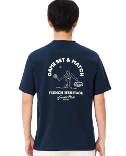 Мужская теннисная футболка Lacoste Ultra Dry Tennis Heritage Graphic - midnight blue
