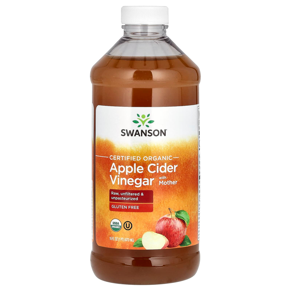 Swanson Vitamins, Сертифицированный органический яблочный уксус с матерью, 473 мл (16 жидк. унц.)