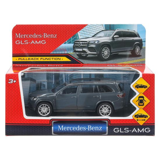 Машина металл MERCEDES-BENZ gls class amg 12см, дв,баг,ин,серый, кор. Технопарк