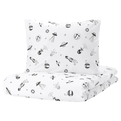 IKEA AFTONSPARV  (ИКЕА АФТОНСПАРВ)  -  Пододеяльник и наволочка, белый/черный космос, 150x200/50x60 см
