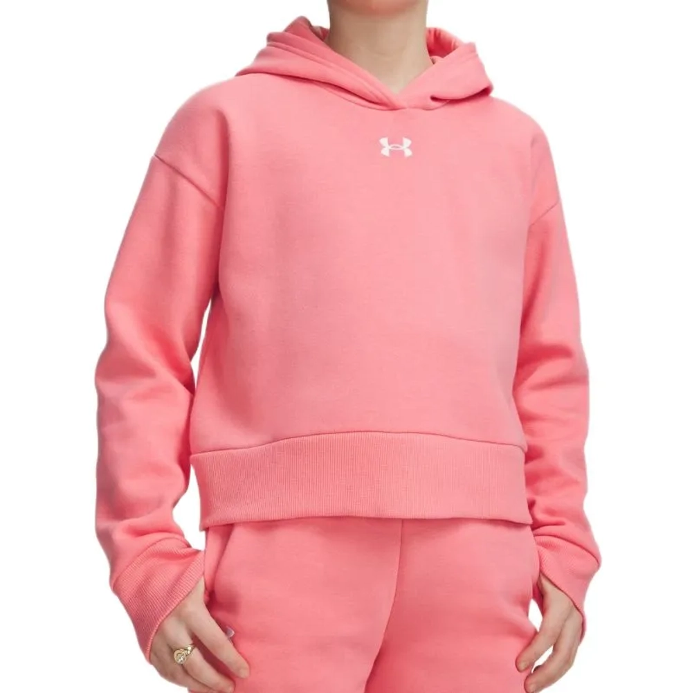 Детская теннисная куртка Under Armour Rival Fleece Crop - bittersweet pink/white