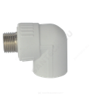 Угольник PP-R комбинированный белый Дн 25х1/2"х90гр НР ZFPCL