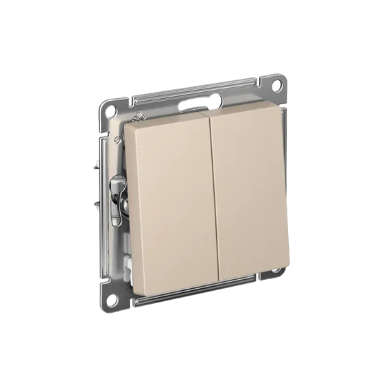 Переключатель проходной двухклавишный Systeme Electric AtlasDesign Песочный, самозажимные клеммы ATN001265S