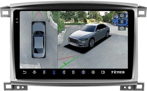 Магнитола для Toyota Land Cruiser 100, Lexus LX470 2002-2007 (климат на цветном экране) - Teyes CC3-2K-360 на Android 10, Быстрая, 2K QLED, CarPlay, 4G SIM-слот, 4 камеры в комплекте