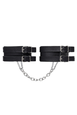 Оковы BDSM с двумя ремешками натуральная кожа чёрные