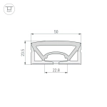 Силиконовый профиль WPH-FLEX-5025-TOP-S23-10m WHITE (Arlight, Силикон)