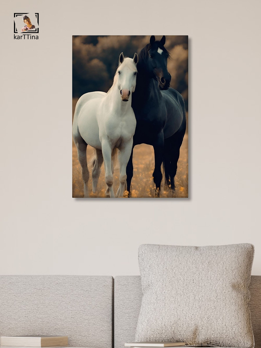 Картина Два коня интерьерная 50x70см 1шт.