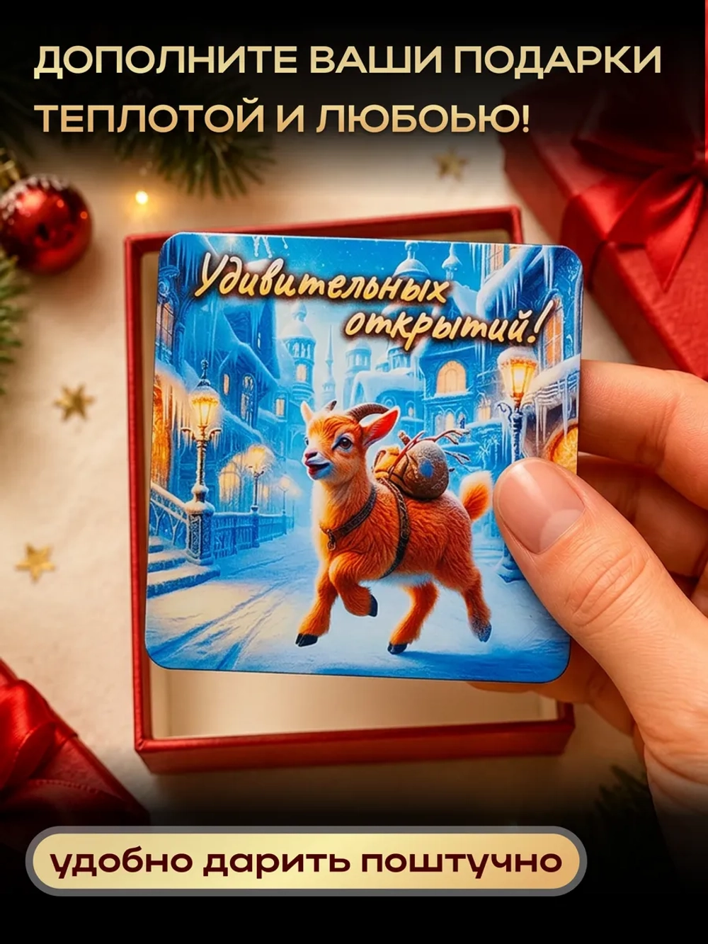 Новогодние магниты на холодильник символ года Козы 2027