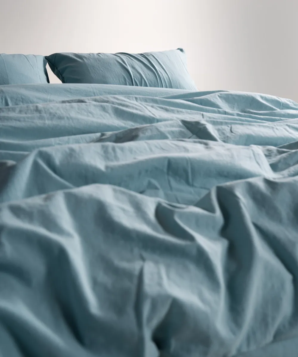 Lımasso КПБ 4 пр. Stonewashed Standart Mineral Blue пододеяльник 200*220, простынь 240*260, наволочки 50*70 2шт — фото 10