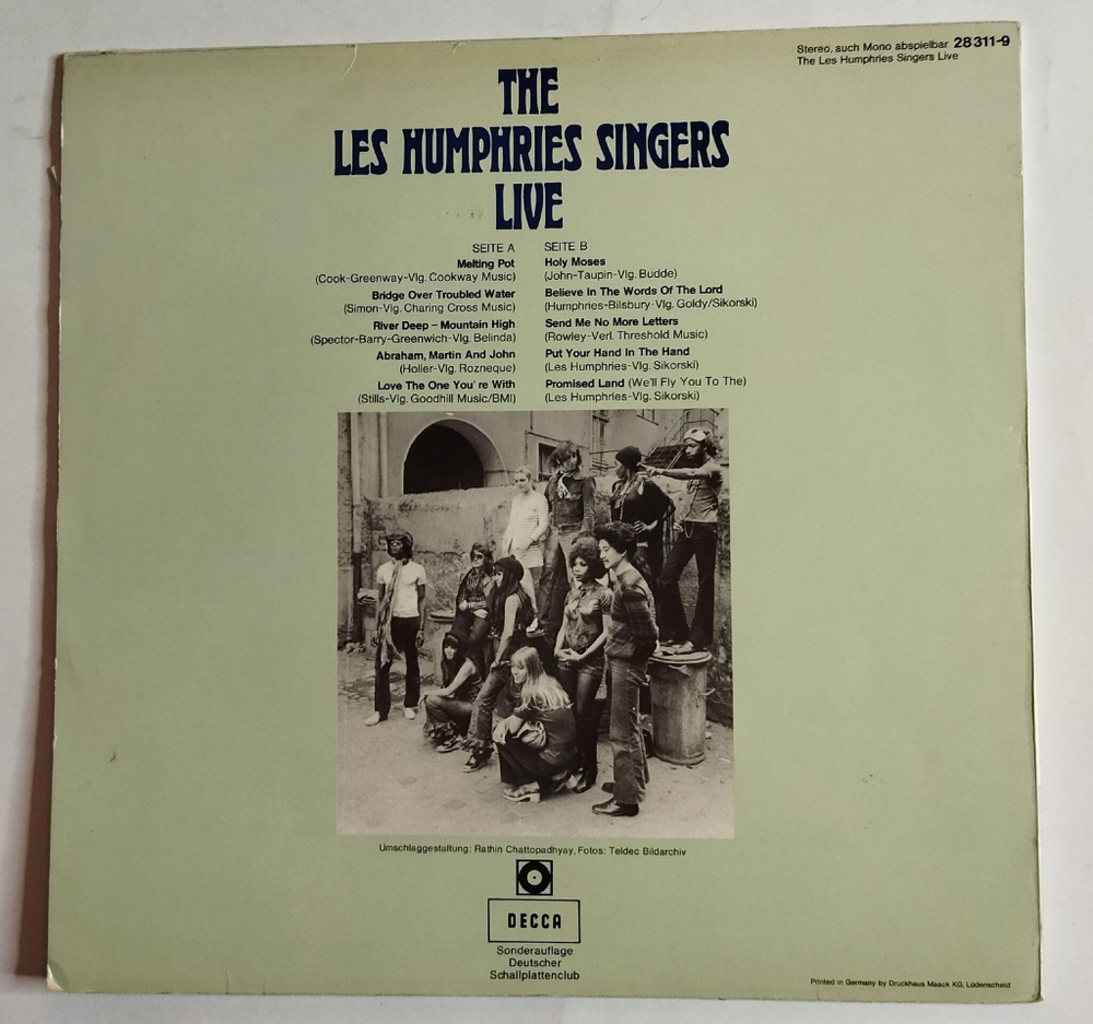 Винтажная виниловая пластинка LP The Les Humphries Singers Live (Germany 1972)