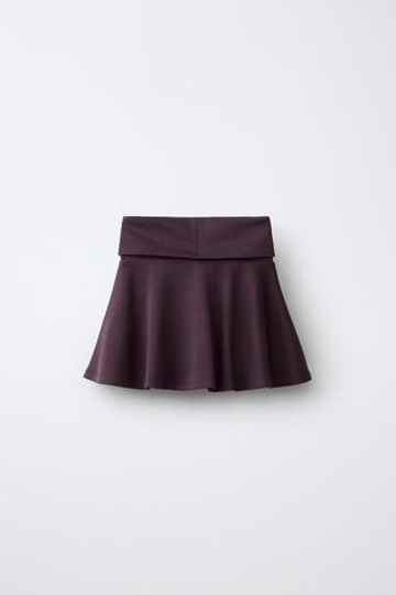 ZARA СПОРТИВНАЯ ЮБКА С ОТВОРОТОМ, БАКЛАЖАННЫЙ