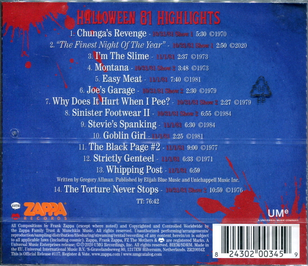 Frank Zappa / Halloween 81 Highlights (CD)