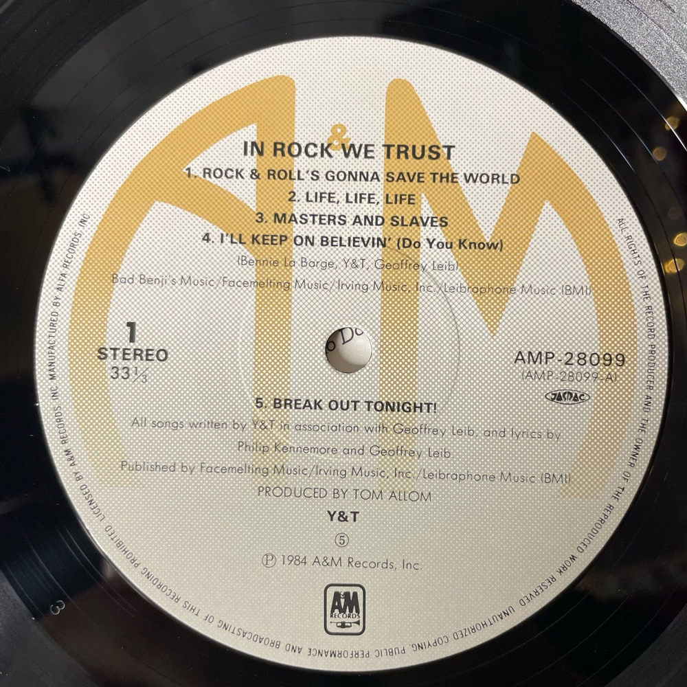 Винтажная виниловая пластинка LP Y and T (Yesterday and Today) In Rock We Trust (Japan 1984) (Obi)