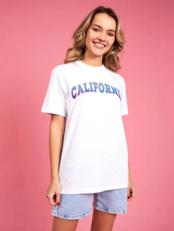 Футболка женская калифорния california белая оверсайз