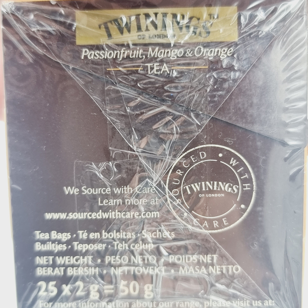 TWININGS чай черный со вкусом маракуйя, манго и апельсин 25 пакетиков 50 г (из Финляндии)