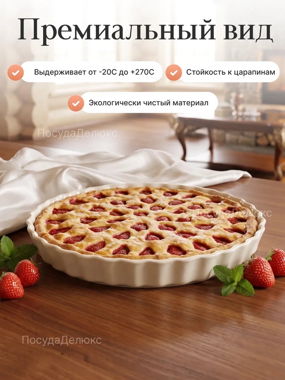 Рамекин "Emile Henry" 1600 мл d 295 мм h 40 мм молочная керамика Emile Henry