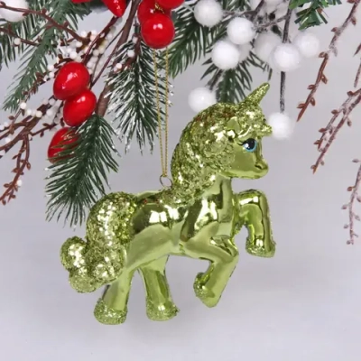 Ёлочная игрушка «Сказочный единорог» 9*3*10 см, зелёный