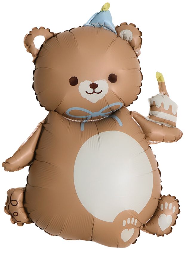 К Шар (39''/99 см) Фигура, Мишка с кексиком, Коричневый, Сатин (БГ-)