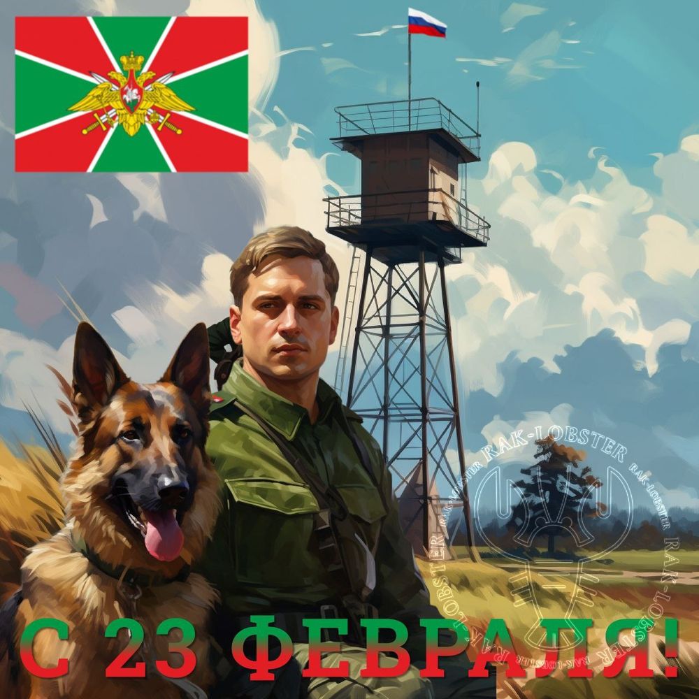 Наклейка «С 23 февраля!» Пограничные войска