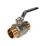 Кран шаровой полнопроходной STOUT - 1"1/4 (НР/НР, PN40, Tmax 150°C, ручка-рычаг черная)