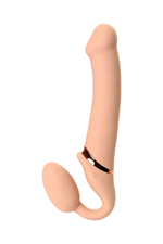 Телесный безремневой вибрострапон Vibrating Bendable Strap-On - size L (Цвет: телесный)