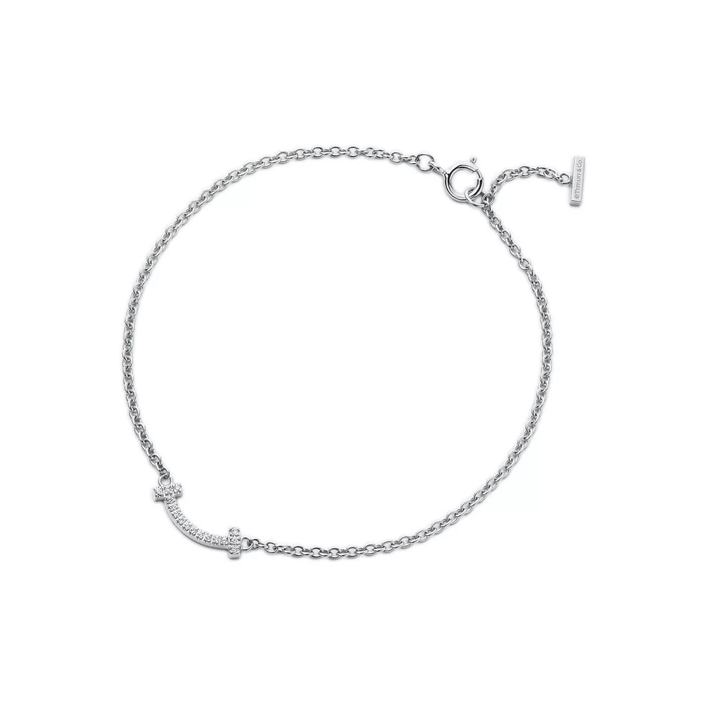 Браслет из белого золота с бриллиантами, Tiffany 💠 T smile