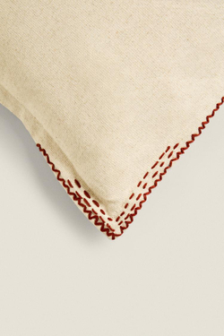 ZARA HOME ЧЕХОЛ ДЛЯ ДЕКОРАТИВНОЙ ПОДУШКИ С КОНТРАСТНОЙ СТРОЧКОЙ, СВЕТЛО-БЕЖЕВЫЙ