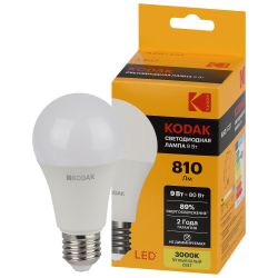 Лампа светодиодная Kodak LED A60-9W-830-E27 K 9Вт груша теплый белый свет Е27 | Kodak