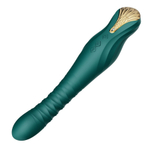 Зеленый вибратор 30,2см с поступательными движениями Zalo King Vibrating Thruster Turquoise Green