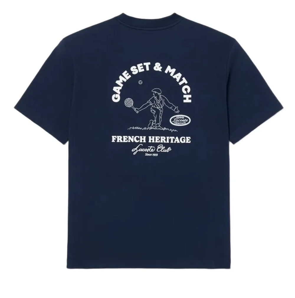 Мужская теннисная футболка Lacoste Ultra Dry Tennis Heritage Graphic - midnight blue