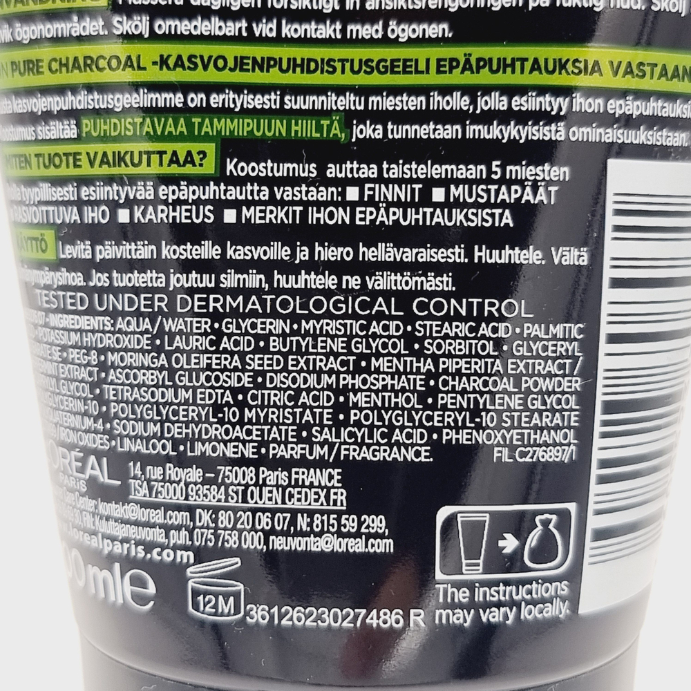 Гель для умывания лица мужской Men Expert Pure Carbon/Charcoal 5 actions, 100 мл