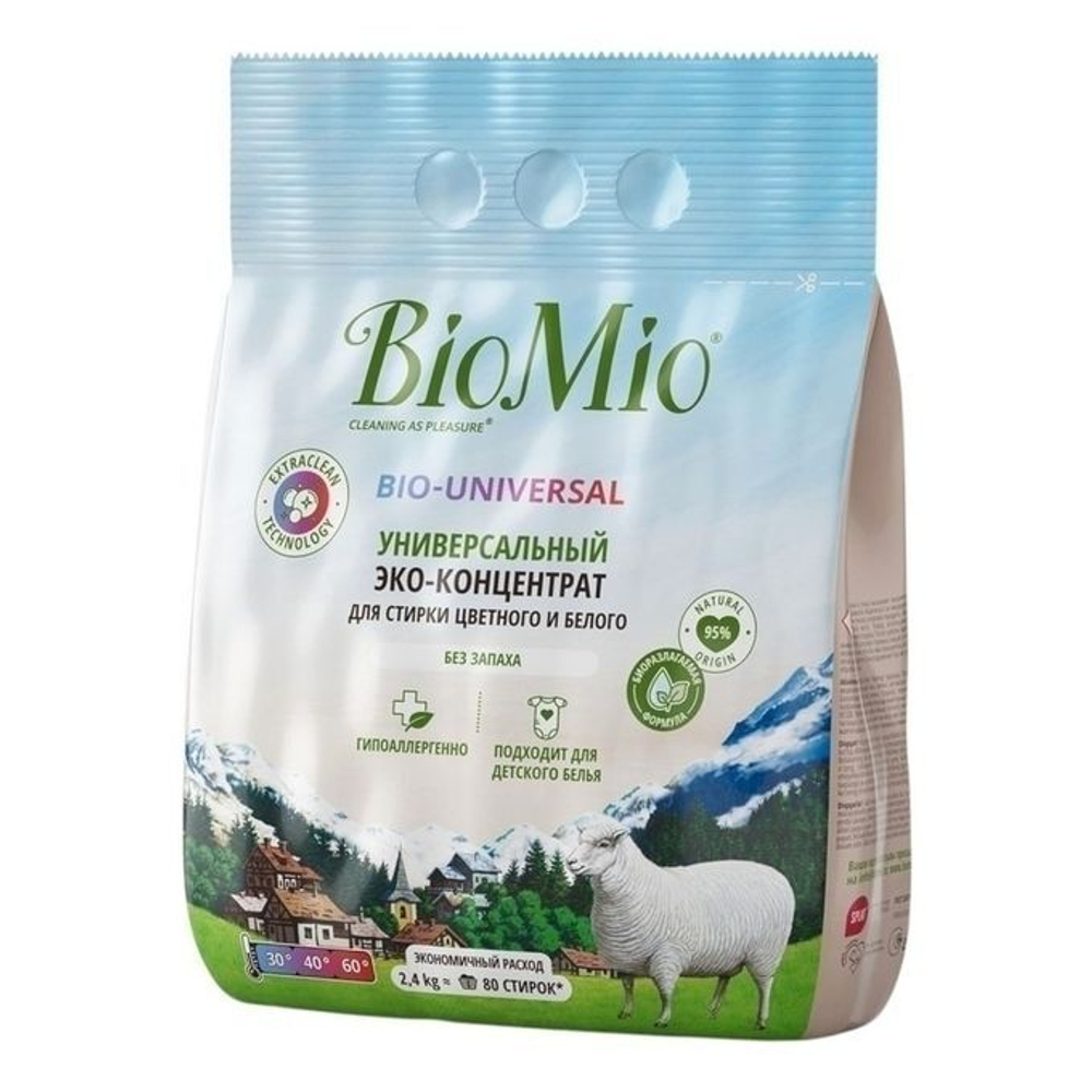 BioMio Универсальный стиральный порошок Colors&Whires, 1000г., блок 6шт., БиоМио