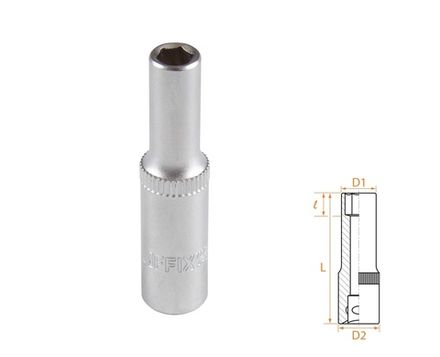 Цена на AFFIX (AF00120055) Головка торцевая глубокая шестигранная 1/4", 5,5 мм