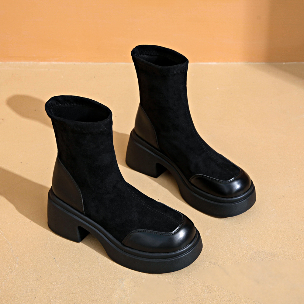 NX DOUGHNUT Crew Sock Boots 7.5cm Women"s Black