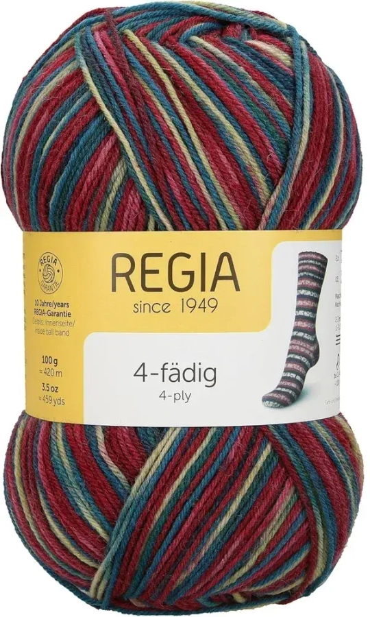Пряжа носочная Regia 4-fadig Color (07707/лыжный костюм)