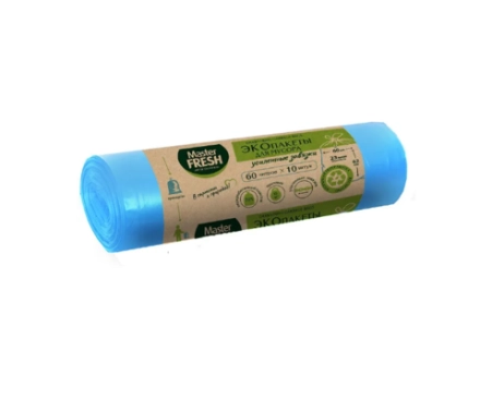 Master FRESH ЭКО пакеты для мусора 70% RECYCLING с усиленными завязками 60л/10шт 23мкм