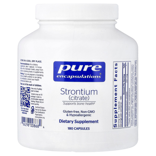 Pure Encapsulations, стронций (цитрат), 180 капсул (227 мг в 1 капсуле)