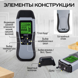 Электронный измеритель влажности древесины TECHNICOM TC-MT201W