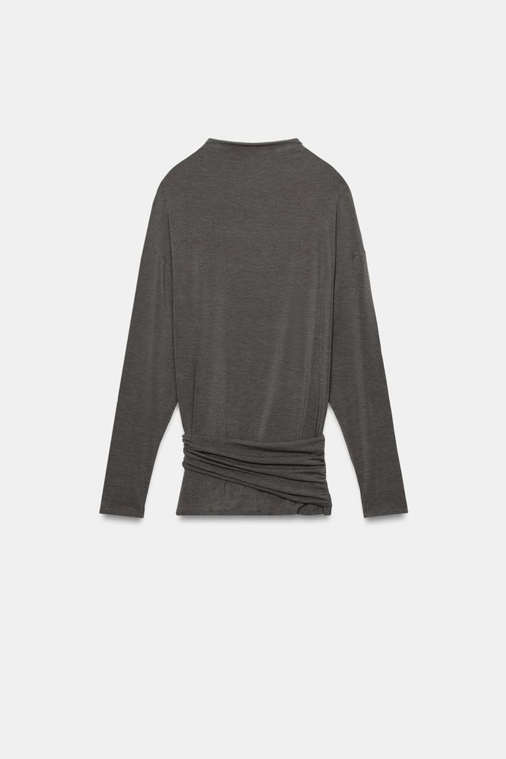 ZARA ТОП С ПОЯСОМ, МЯГКИЙ СЕРЫЙ