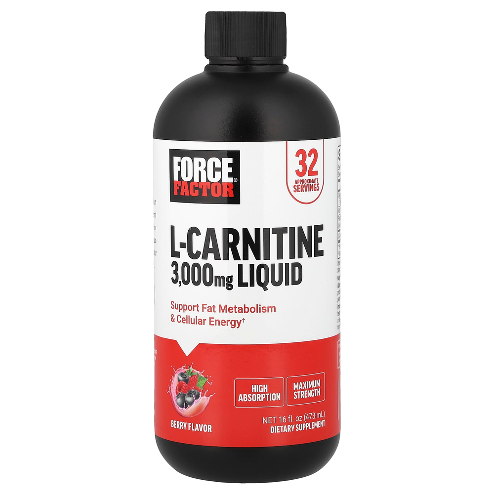 Force Factor, L-карнитин, жидкая добавка, с ягодным вкусом, 473 мл (16 жидк. унций)